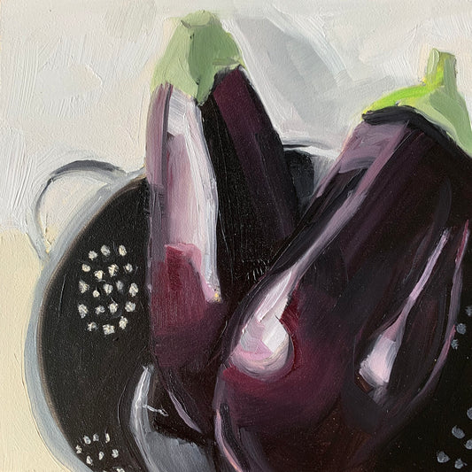 Eggplants And Colander